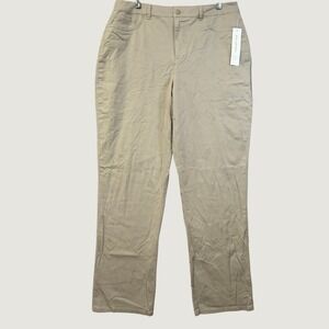 Coldwater Creek Classic Stretch Twill Jeans Khaki Tan Straight Leg Pants 16 NEW